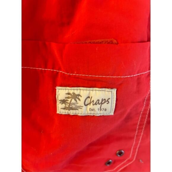 Chaps XL swim shorts trunks red rn#41381 nylon with pockets - Picture 3 of 7